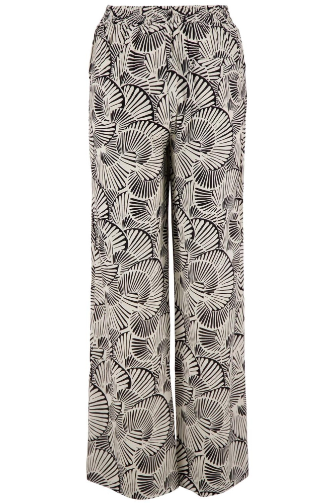 WIJDE BROEK MET GRAFISCHE PRINT 0303 063 7067 OFF WHITE/ZWART